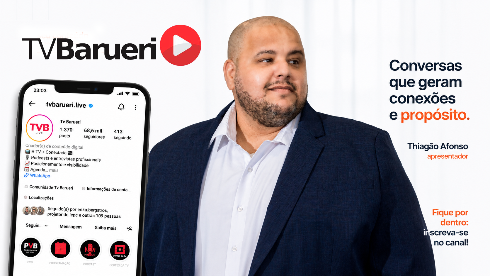Thiagão Afonso, apresentador da TV Barueri Live